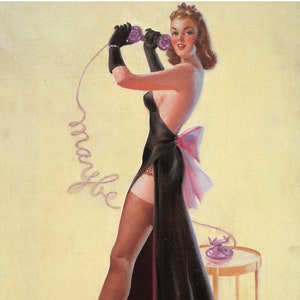 Art Frahm creó una hermosa dama en el teléfono años 40 o 50 11 x14