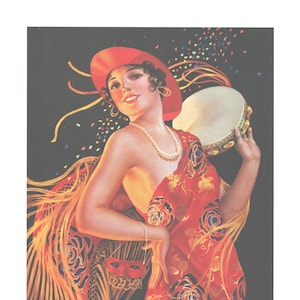 Pressler Created &quot;Carmenita&quot; Beautiful Latina with Tambourine  1930 10 x 12