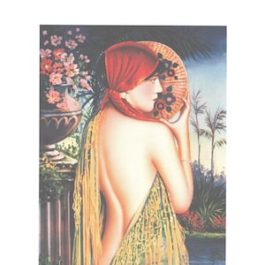 Unknown Created Beautiful Brunette with Red Head Scarf  1935 10 x 12