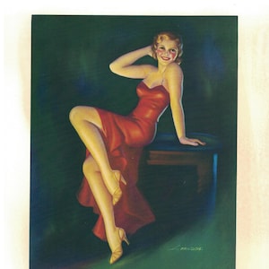 Frush Created Gorgeous Redhead in a Red Dress  1940&#39;s 8.5 x 9.5