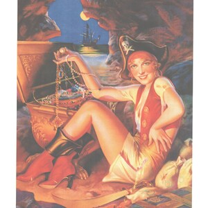 unknown Created &quot;My Treasure&quot; 1930&#39;s  Cute Pirate Girl with her treasure  1930&#39;s 10x12