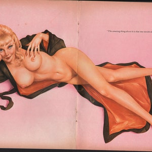 Vargas Playboy May 1974 Blue Eyed Redhead in a Red and Black Robe 11x16