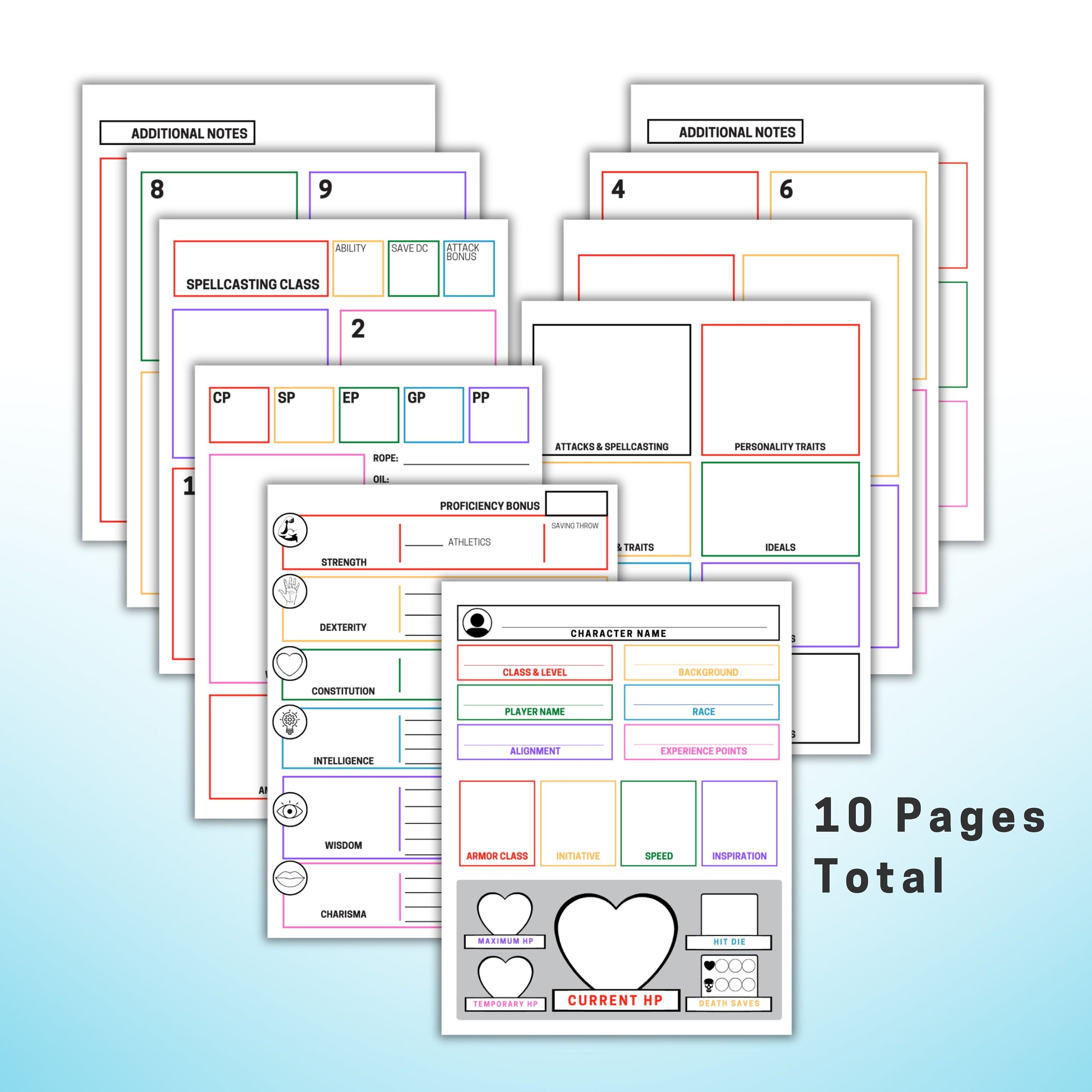DND Visually Impaired Character Sheet PDF Printable File Etsy