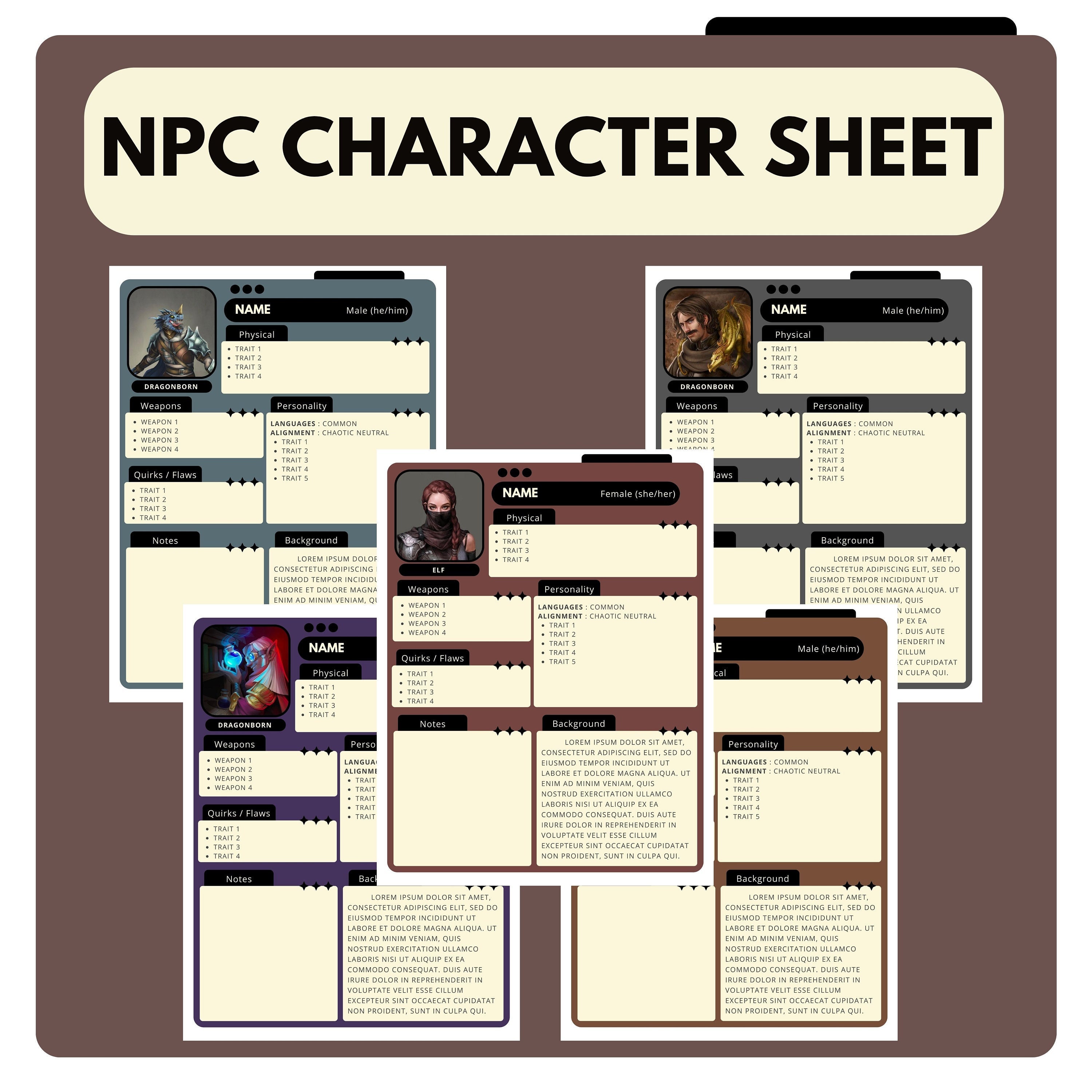 DND Character Sheets für NPC's Printable / Canva Editable Etsy.de DND Character Sheets für NPC's Printable / Canva Editable Etsy.de