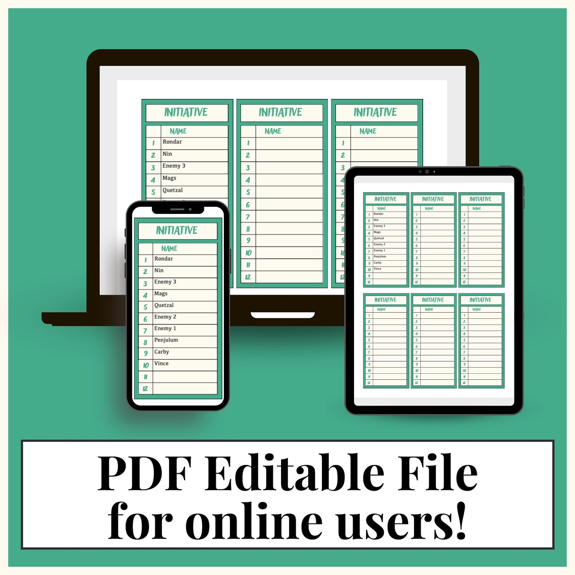 DND Initiative Cards - DM Binder Must-have : PDF Printable and Online ...