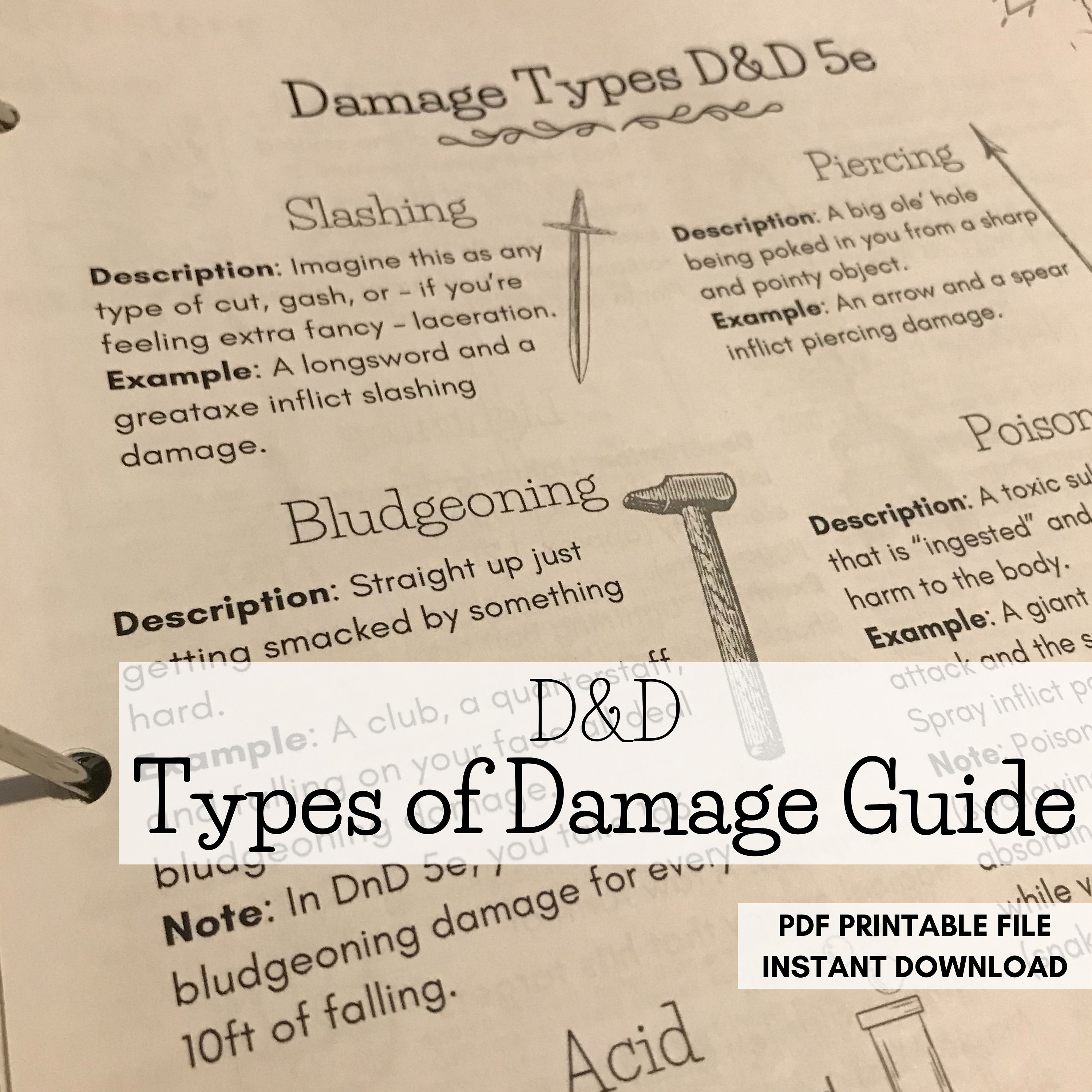 DND Damage Type Guide for New Players or the Easily Etsy