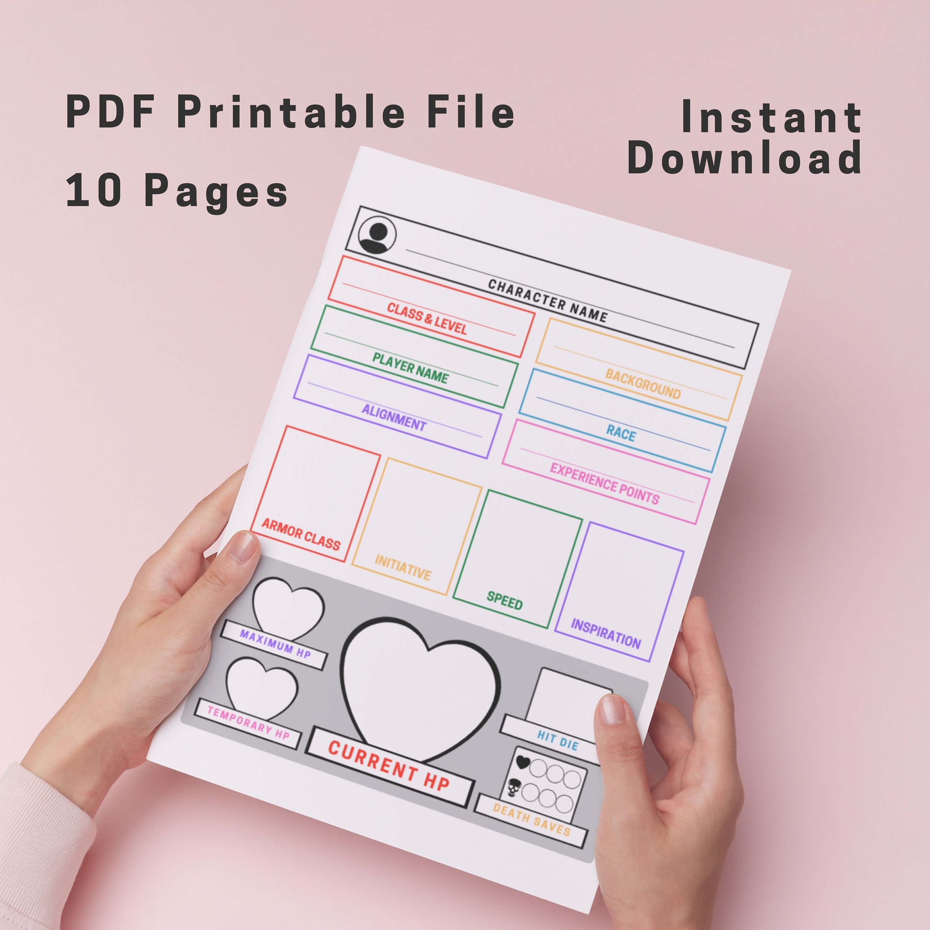 DND Visually Impaired Character Sheet PDF Printable File Etsy