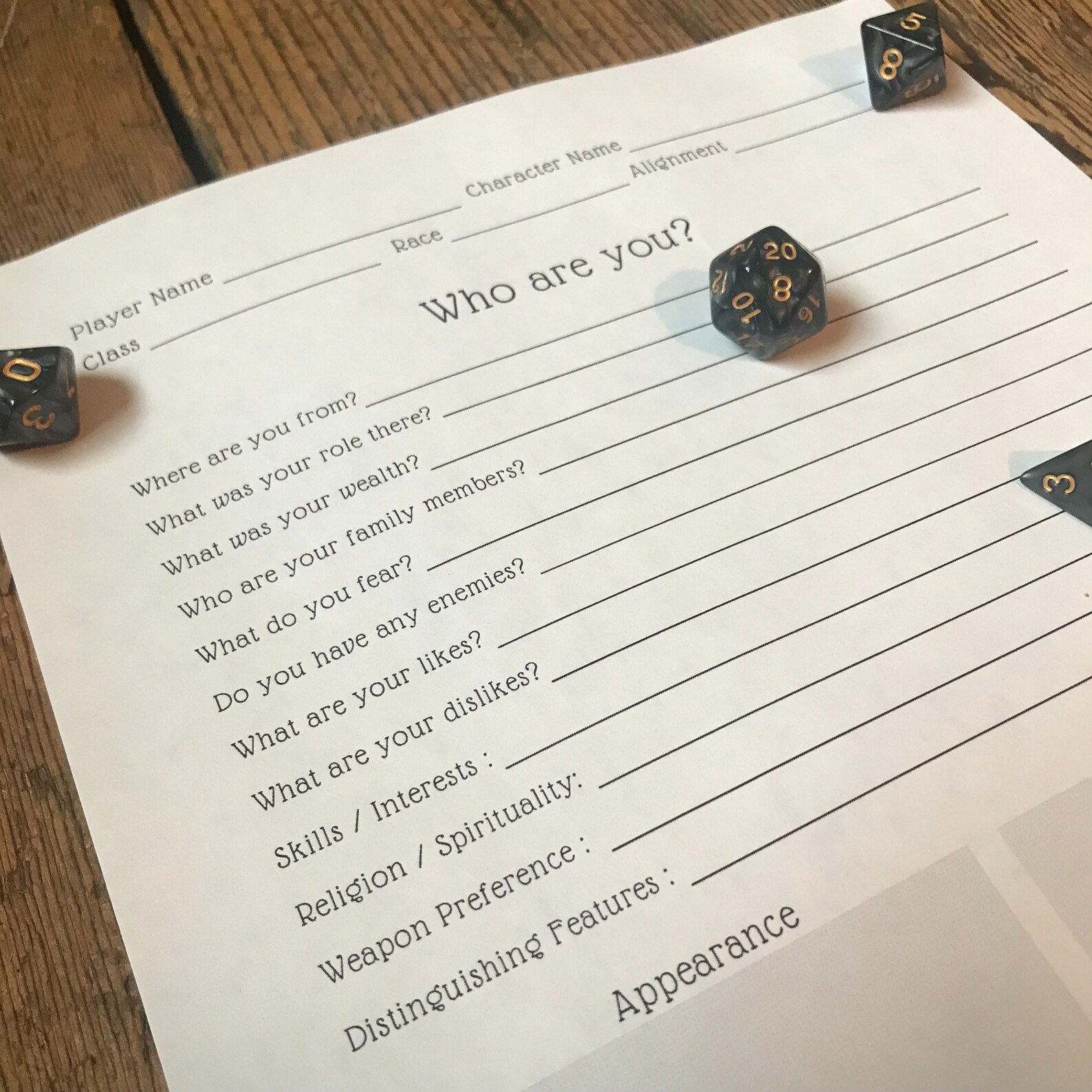 DND Character Questionnaire - for New Players And/or Fresh Campaigns ...