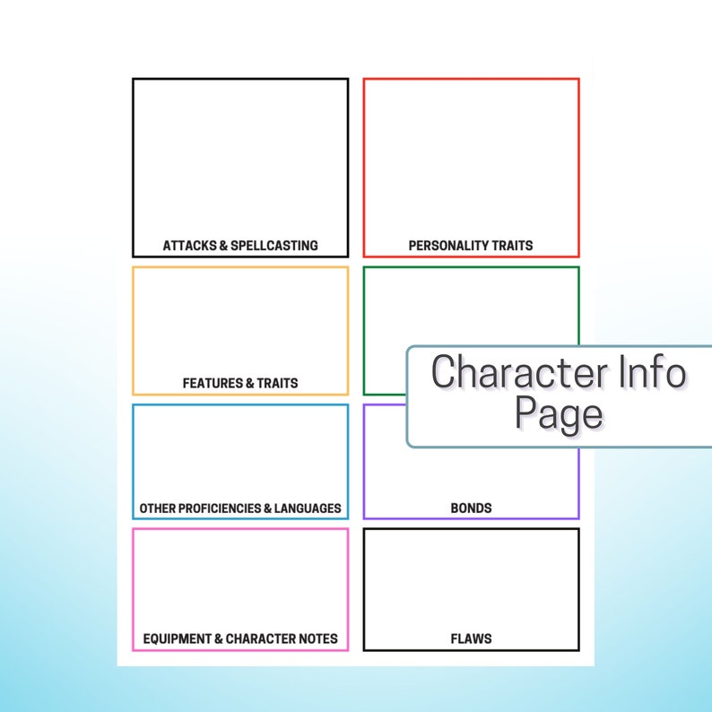 DND Visually Impaired Character Sheet PDF Printable File Etsy