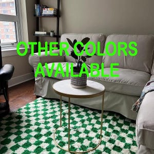 Alfombra a cuadros: Alfombra bereber marroquí de lana hecha a mano azul amarillo verde