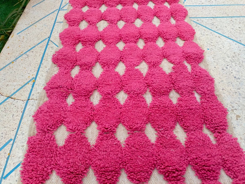Pink rug runner moroccan wool runner carpet