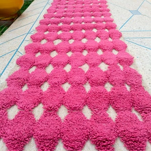 Pink rug runner moroccan wool runner carpet