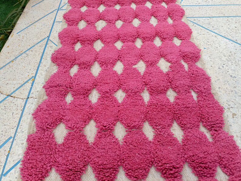 Pink rug runner moroccan wool runner carpet