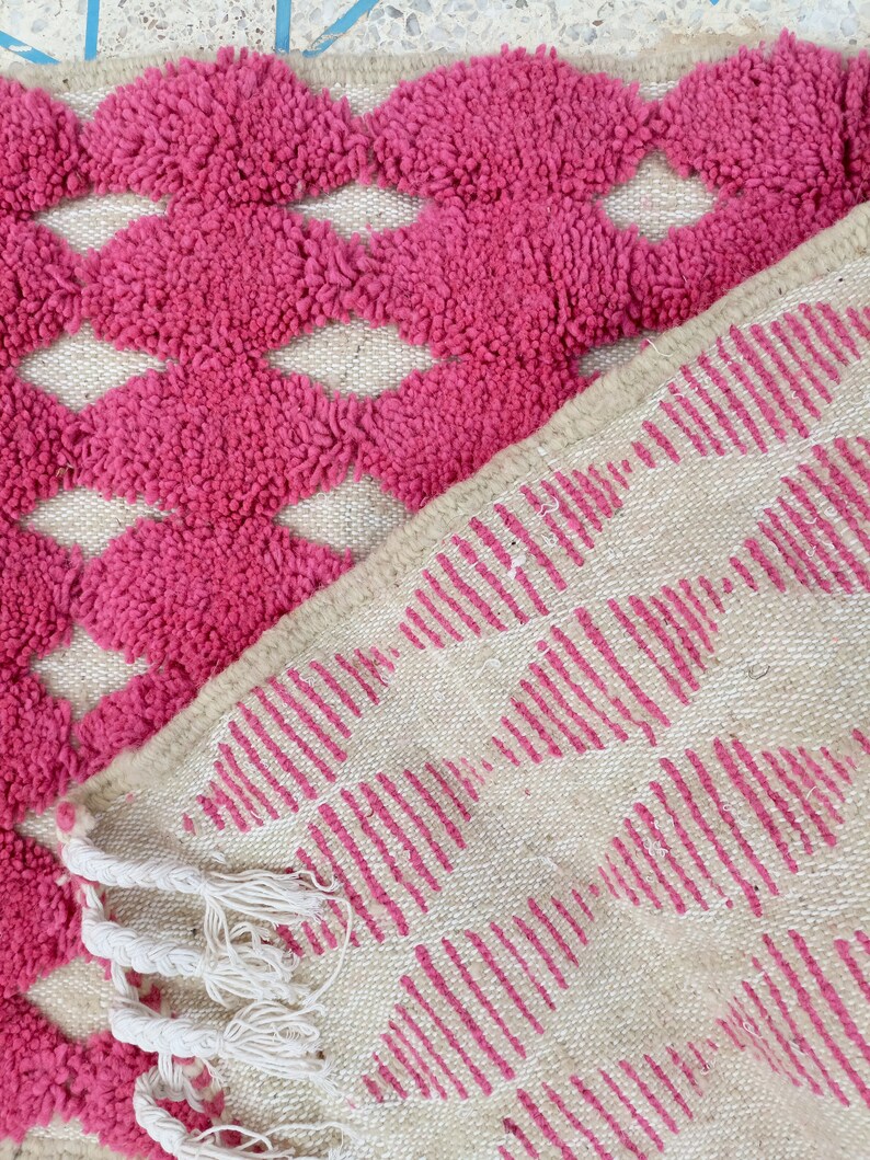 Pink rug runner moroccan wool runner carpet