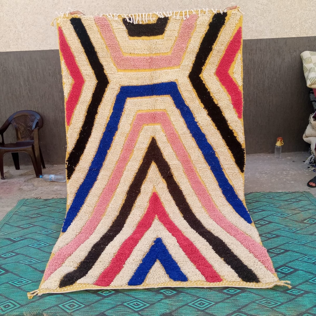 Moro Con Rugs Pattern Colorful Moroccan Rug Maze Pattern Multicolored Berber Carpet - Etsy