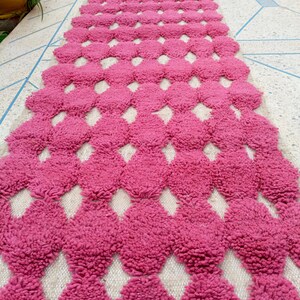 Pink rug runner moroccan wool runner carpet