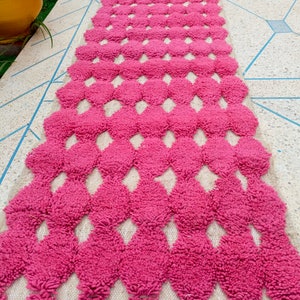 Pink rug runner moroccan wool runner carpet