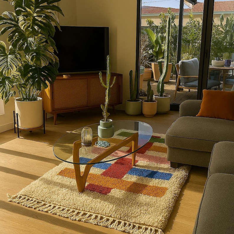 handmade wool berber colred colourful carpet rug for living room