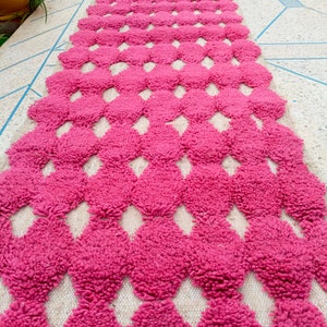 Pink rug runner moroccan wool runner carpet