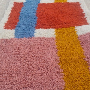 Handwoven Moroccan Wool Runner Rug: Bohemian Hallway Carpet