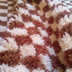 Brown checkered Moroccan rug, squares rug, checkerboard carpet, handwoven wool rug, checker hand knotted wool rug, white and all colors