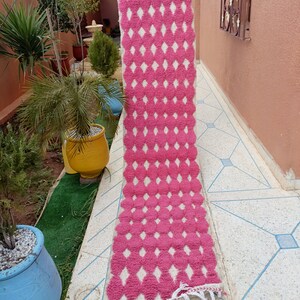 Pink rug runner moroccan wool runner carpet