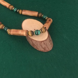 Malachite Tiger Eye Fancy Wood Bead Necklace