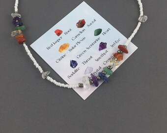 Rainbow Gemstone Chakra Necklace, Multi Gemstone Necklaces