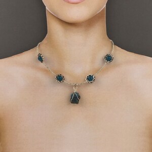 Blue Apatite Wrap Necklace, Blue Apatite Blue Apatite Rough Gemstone Necklace