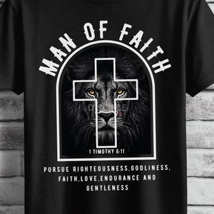 Man of Faith Png, 1 Timothy 6:11 Christian Men’s Shirt Design, Man of Faith Sublimation File, Christian Png, Trendy t-shirt design