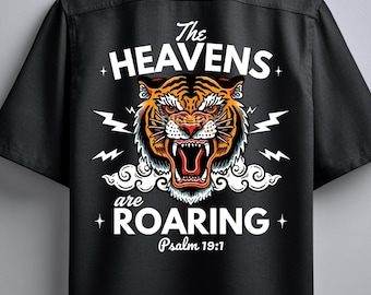 The Heavens Are Roaring PNG | Christian Png | Christian Tiger T-shirt Design | Disciple Ink | Trendy T-shirt design | Instant download