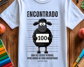 Encontrado PNG | Spanish Christian Shirt Design | Lucas 15:24 Lost Sheep Png | Christian Kids PNG | Hispanic Faith Design | Sublimation PNG