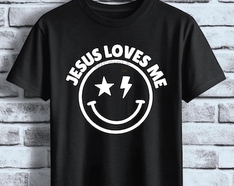 Jesus Loves Me PNG | Christian Kids Shirt Design | Back to School Shirt PNG | Smile Face Christian Tee | Sunday School Shirt