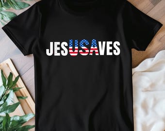 Jesus Saves Patriotic PNG | Christian USA Flag Sublimation Design | Faith in America Clipart | 4th of July Christian Digital Download