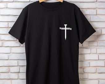 Cruz com pregos PNG, PNG cristão, design de camiseta cristã, Cruz PNG, design de camiseta com cruz com pregos, camisetas da moda, fé cristã, PNG da moda