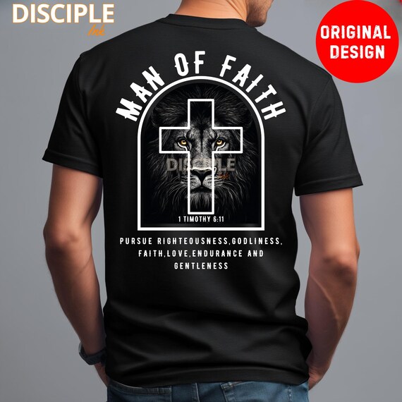 Man of Faith Png, 1 Timothy 6:11 Christian Men’s Shirt Design, Man of Faith Sublimation File, Christian Png, Trendy t-shirt design