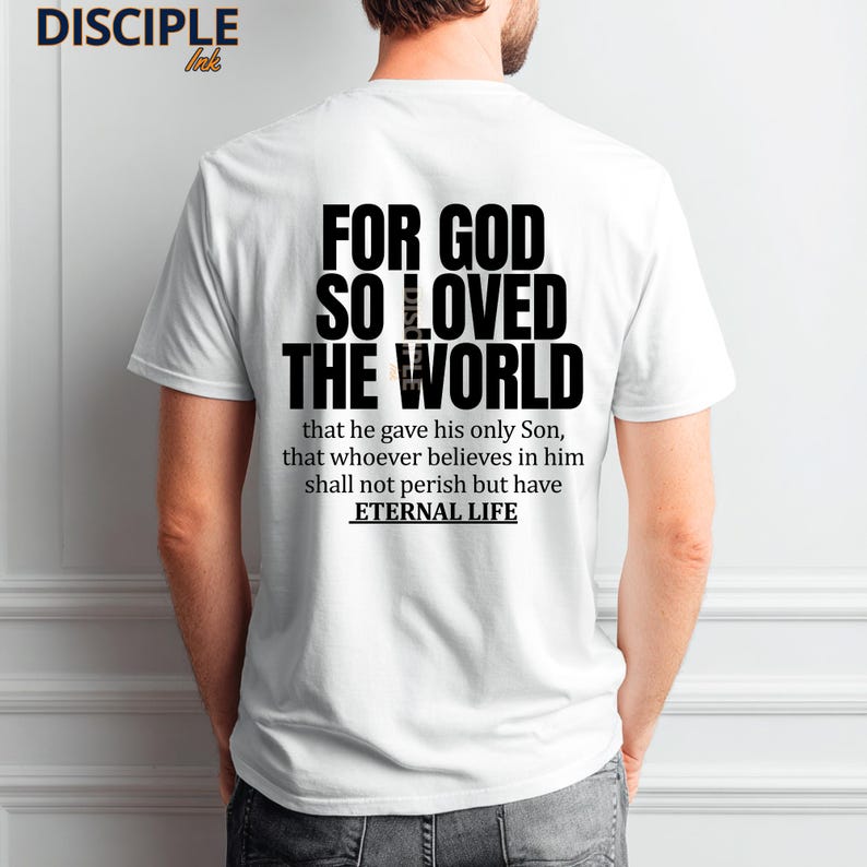Imagem PNG cristã, João 3:16 PNG, Arquivo para sublimação com versículo bíblico cristão, Design para camiseta com temática religiosa, Porque Deus amou o mundo de tal maneira PNG, Escritura imagem 14