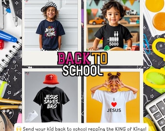 Christian kids Png Bundle | 4 Back to School designs | Christian kids t-shirt designs | Boys and Girls Faith Bundle | Disciple Ink