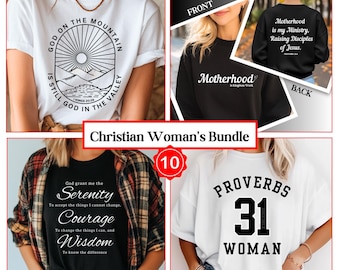 Christian Women's Bundle of 4 Faith-Inspired Christian PNG design Collection for DIY Gifts & Apparel | Christian women's shirt designs