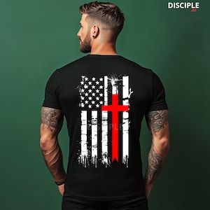 Christian Png, Patriotic Christian Png, Christian American flag cross design shirt, Trendy T-shirt design, American Christian cross Png,