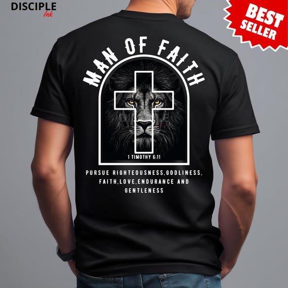 Man of Faith Png, 1 Timothy 6:11 Christian Men’s Shirt Design, Man of Faith Sublimation File, Christian Png, Trendy t-shirt design