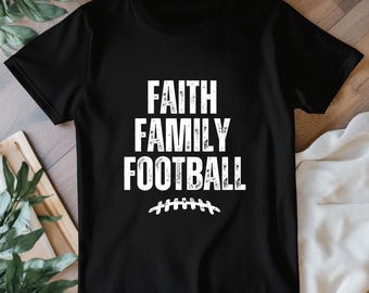 Faith Family Football PNG | Bold Christian Png Sports Shirt Design | Game Day Fall Football Png | Tailgate Printable Png | Disciple Ink