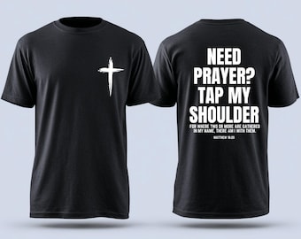 Need Prayer Tap My Shoulder PNG | Christian PNG Shirt Design | Bold Faith Tee PNG | Evangelism Shirt Design | Faith based design