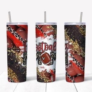 Football Mom Tumbler, 20 oz Stainless Steel Tumbler, Sublimation Design, Hot and Cold Tumbler, Tumbler with Straw