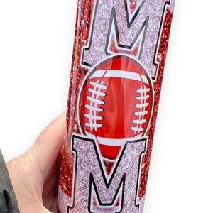 Football Mom Tumbler, 20 oz Stainless Steel Tumbler, Sublimation Design, Hot and Cold Tumbler, Tumbler with Straw