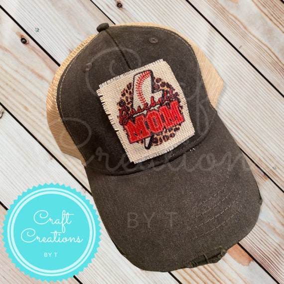 Baseball Mom Patch Hat, Sublimation Patch Hat, Unisex Fit Hat, Distressed Patch Trucker Hat