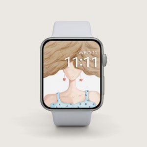 Sfondo di Apple Watch per San Valentino, quadrante carino, sfondo di orologio femminile, sfondo di Apple Watch con disegno ad acquerello, San Valentino