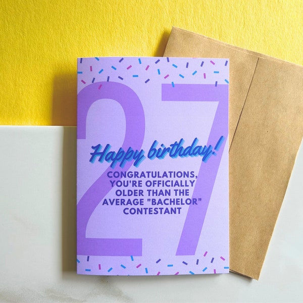 27th Birthday Card | Funny Birthday Card | 27 Birthday Gift | 27 Birthday The Bachelor Card