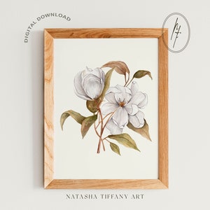 Magnolia Botanical Printable Wall Art, Flower Print, Vintage Art, Digital Download Wall Art