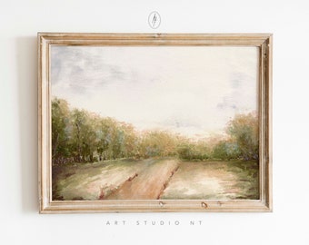 Arte de la pared del paisaje de la acuarela, arte de la pared horizontal, pintura del paisaje, arte de la pared del bosque, arte vintage, pintura del bosque, impresión del arte de la pared de la naturaleza